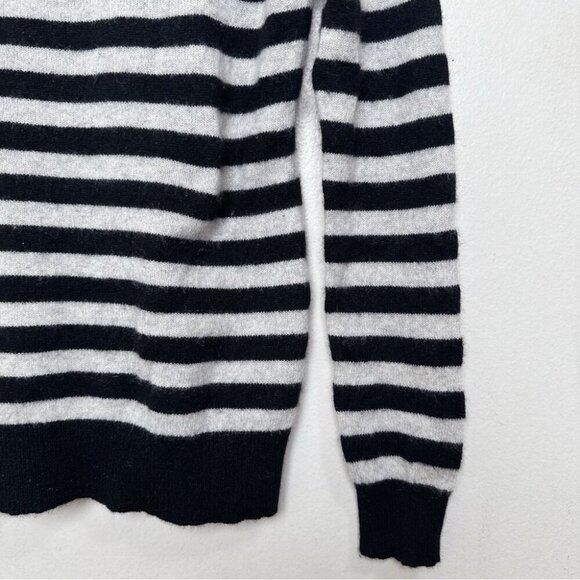 Lord And Taylor Womens Small Cashmere Black and White Striped Sweater - Picture 6 of 10